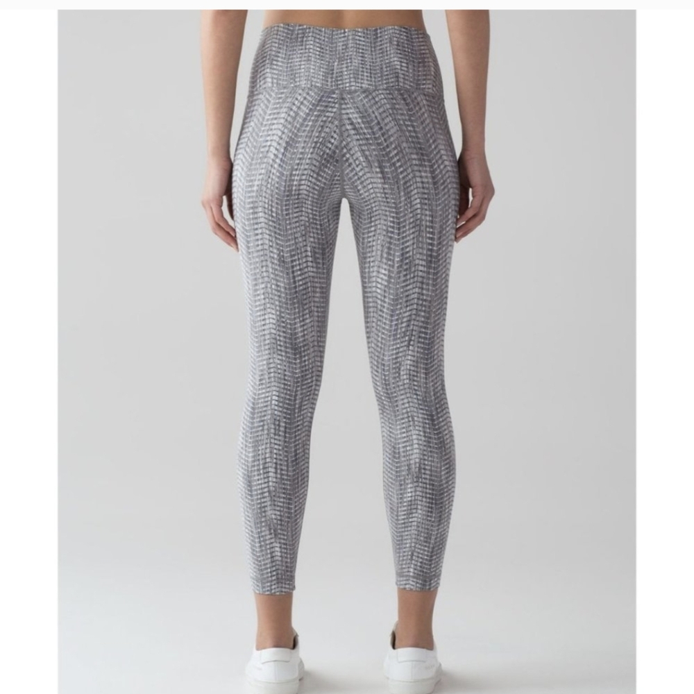 Lululemon Wunder Under HR Tights Arrow Jacquard Battleship Silver Spoon